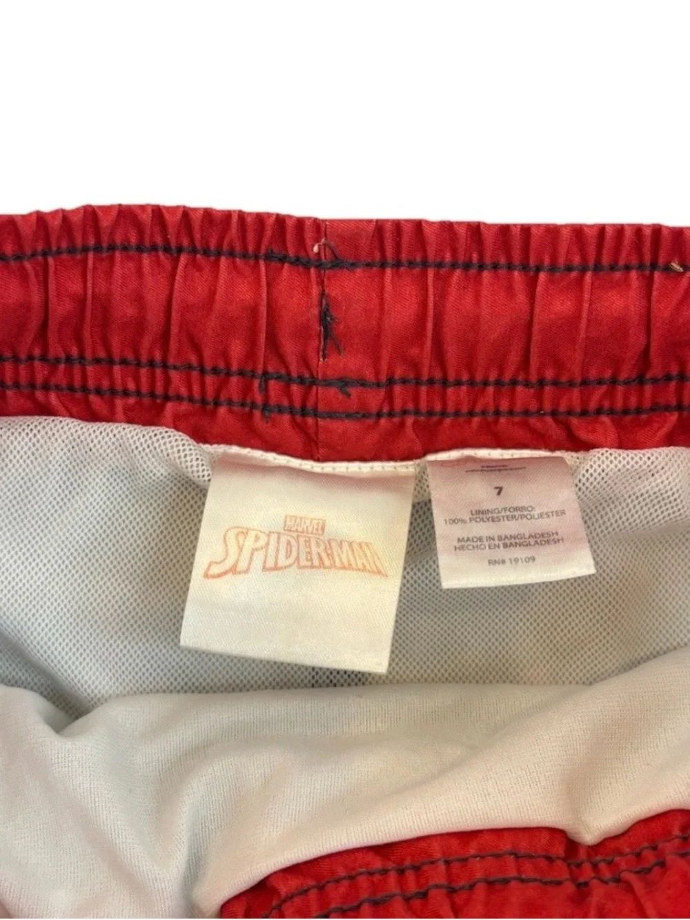 Marvel Spider-Man Boys Swim Set Size 7 Shirt & Swim Trunks Gray Red 2-Piece